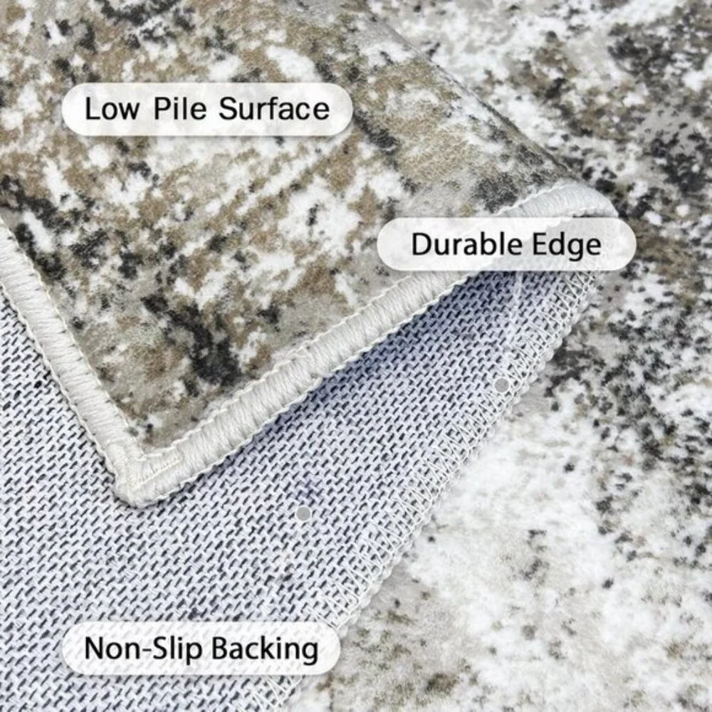 New 8x10 Washable Area Rug, Modern Abstract Non-Slip Carpet for Home & Room